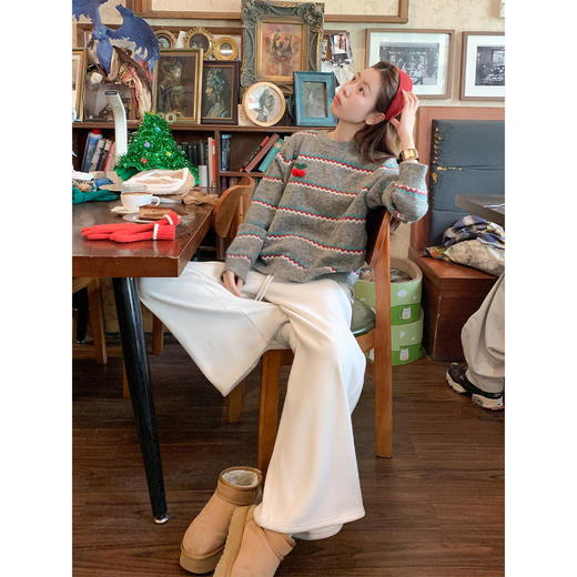 <曾小咸推荐>现货秒杀 ！微信超特价！樱桃波浪条纹毛衣 日常189.99 立减100 秒杀89.99！！ 商品图3