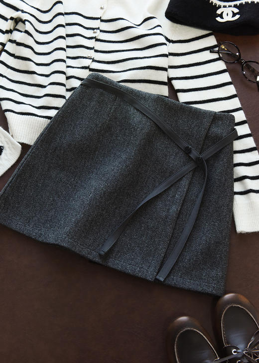 秋冬高级时髦感miu系高腰系带小A裙裤 商品图10