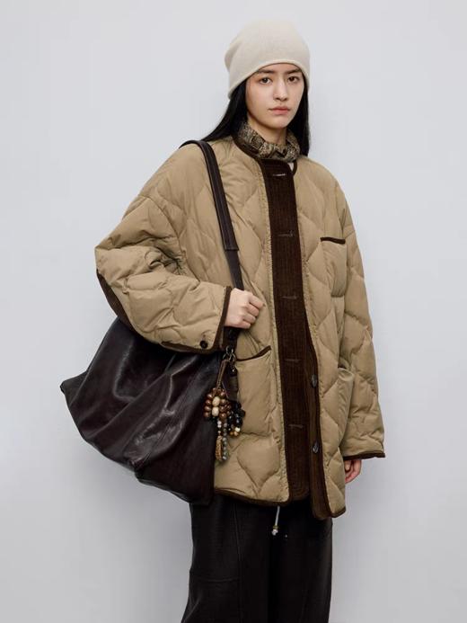 半圆/D5961996/圆领休闲葫芦绗缝拼色羽绒服 商品图0