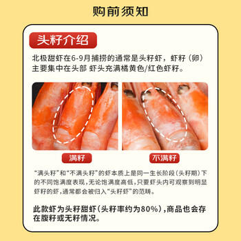 仁豪水产头籽北极甜虾净重3斤 MSC认证 90/120 80%头籽率 送礼家庭聚餐 商品图1
