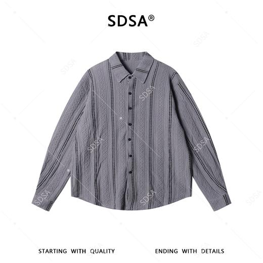 6823SDSA男士秋冬新款痞帅男装时尚菱形撞色提花竖纹设计长袖衬衫百搭 商品图1