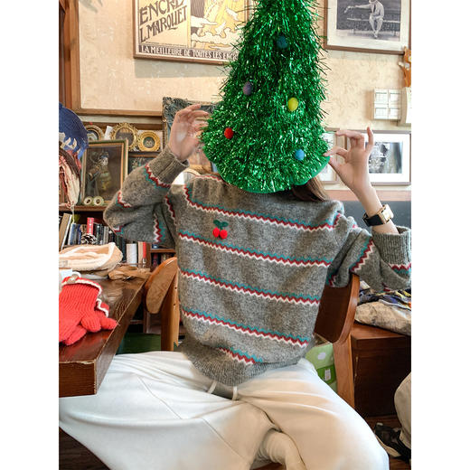 <曾小咸推荐>现货秒杀 ！微信超特价！樱桃波浪条纹毛衣 日常189.99 立减100 秒杀89.99！！ 商品图4