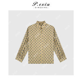 04-1潘依绣丁丁宠粉法式气质优雅波点长袖衬衫Q2458