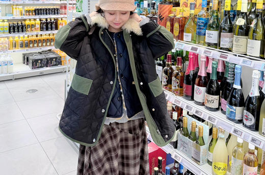 超ji减龄的全网du家工艺|原创撞色菱格羊毛领棉服| 可拆卸真羊毛领 初春新款 东北只能春秋穿！是轻薄款 商品图11