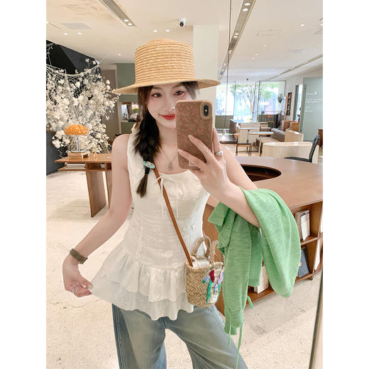 <曾小咸推荐>韩系气质无袖提花吊带背心 商品图0