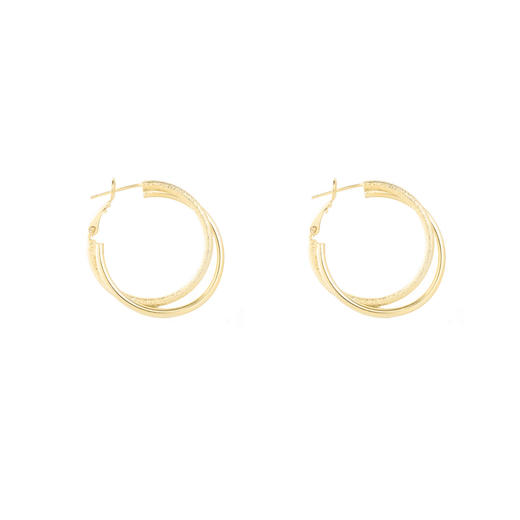 三彩2026新款镀金肌理双圈耳环S925银针复古约会通勤轻熟简约小众 商品图3