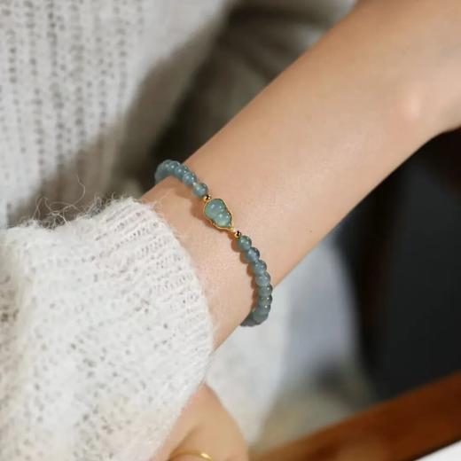 明孝陵博物馆X杨大钊冰种翡翠手串 | 缅甸A货冰种蓝水翡翠，玉石大师杨大钊创作 商品图2