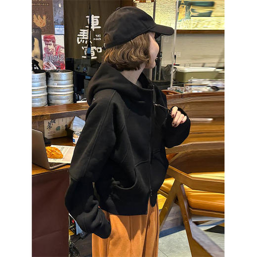 【时尚连帽双拉链卫衣】时尚春秋新款 加绒开衫外套 学生减龄上衣洋气外套 商品图4