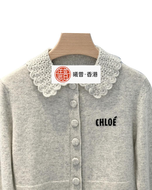 女款蕾丝领羊毛针织开衫毛衣hu 商品图2