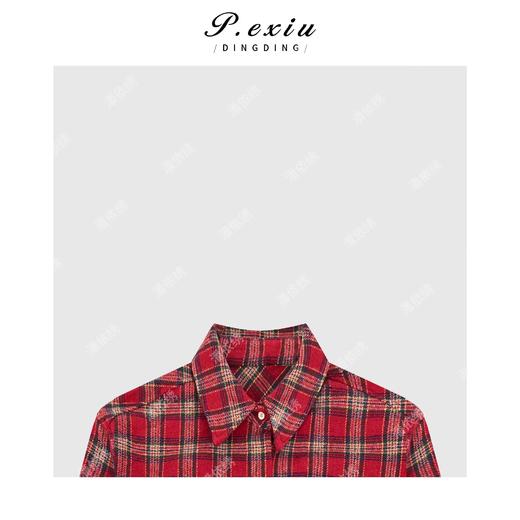 04-1潘依绣丁丁宠粉时髦复古慵懒格纹长袖衬衫Q1594 商品图2