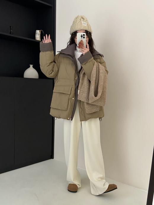 【YW】无忧购冬季50绒羽绒服女士中长款洋气收腰设计感拼色外套8809 商品图4