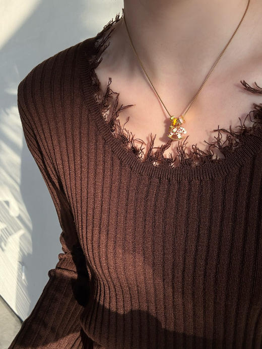 【秒杀价已调 直接拍】大H 26年 艺术家限定「福马」珐琅彩工艺合金&真铜电镀18k金锁骨链 颈链 项链 商品图7