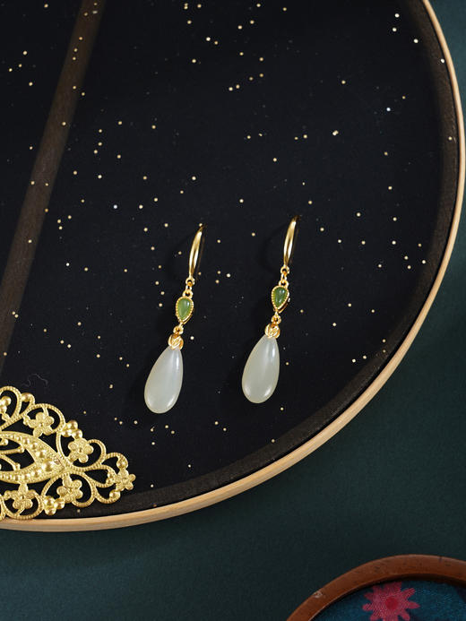 子佩集【熙和流芳】银S925耳环【EG02433】古法银镀金和田玉2601 商品图3