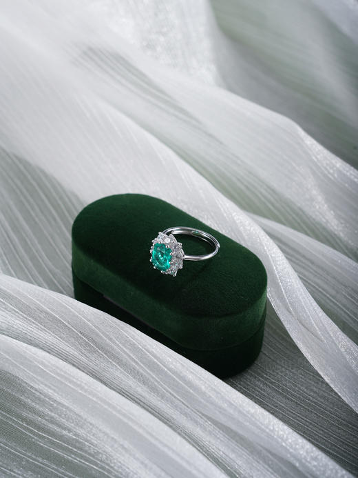 子佩集【锦程焕彩】银S925戒指【PYR6037-XF】培育宝石祖母绿2601 商品图3