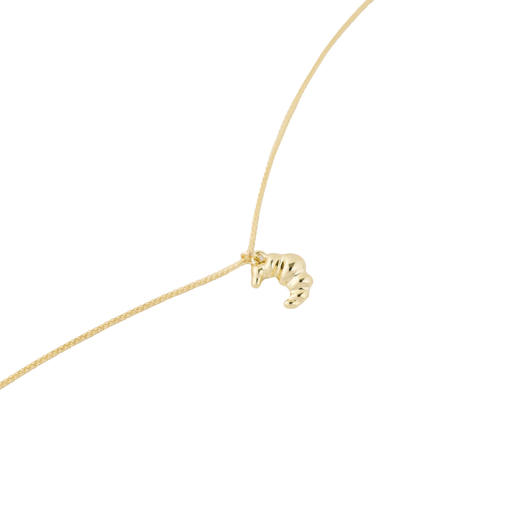 三彩2026新款牛角包吊坠项链美食系萌趣锁骨链通勤出游减龄轻复古 商品图3