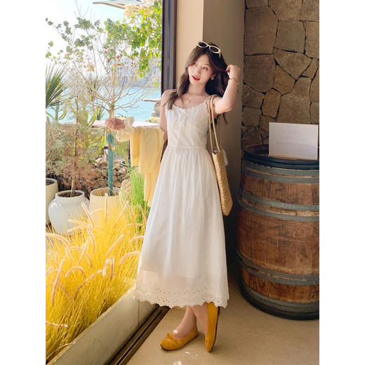 <曾小咸推荐>白色吊带裙子黄色开衫套装 商品图1