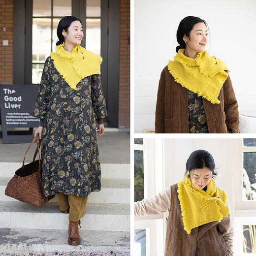 绽放/LSX005朵"别"住一份暖·羊毛靓丽黄毛边设计感别针方巾披肩 商品图1