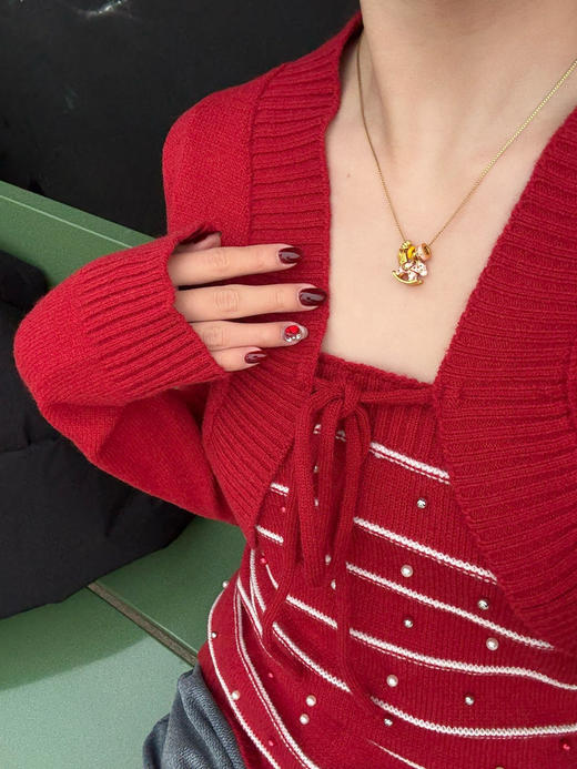 【秒杀价已调 直接拍】大H 26年 艺术家限定「福马」珐琅彩工艺合金&真铜电镀18k金锁骨链 颈链 项链 商品图5