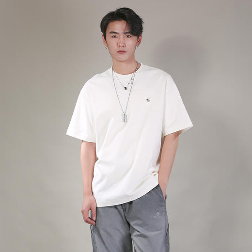 DRONKOO 2026 圆领左胸熊猫刺绣微阔短袖T恤 商品图2