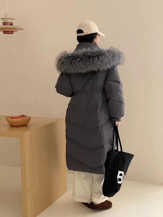 【YW】无忧购大毛领冬季50绒羽绒服女加长款过膝加厚收腰外套6611 商品图5
