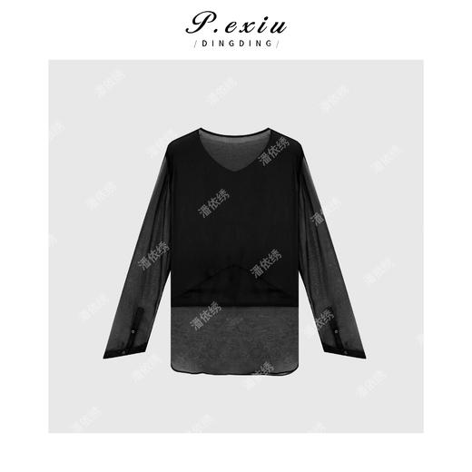 04-6潘依绣丁丁宠粉【星月夜】100%桑蚕丝拼接高级感长袖衬衫W-62736 商品图2