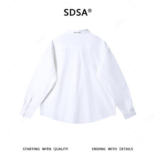 33270SDSA男士秋冬新款痞帅男装极简风刺绣衬衫长袖宽松纯色老钱风百搭 商品图5