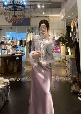 【门店同款】ENJOY冬季刺绣珠片毛边羽绒外套 169451958