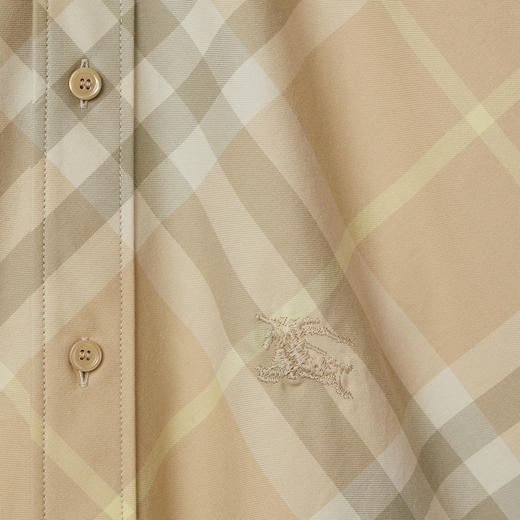 【二】BURBERRY 巴宝莉 女士马术骑士徽标刺绣格纹棉质长袖衬衫 格子 8083594 B8686 商品图2