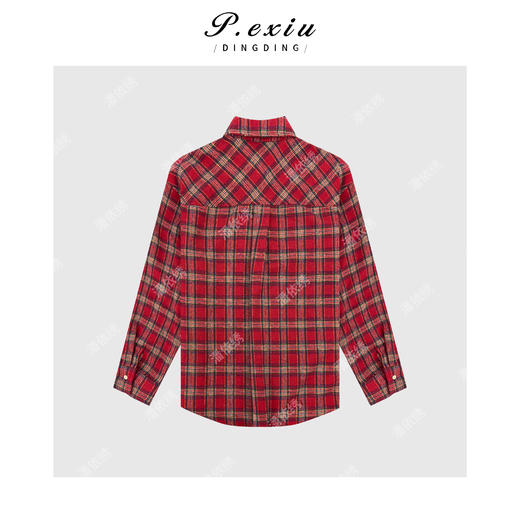 04-1潘依绣丁丁宠粉时髦复古慵懒格纹长袖衬衫Q1594 商品图1