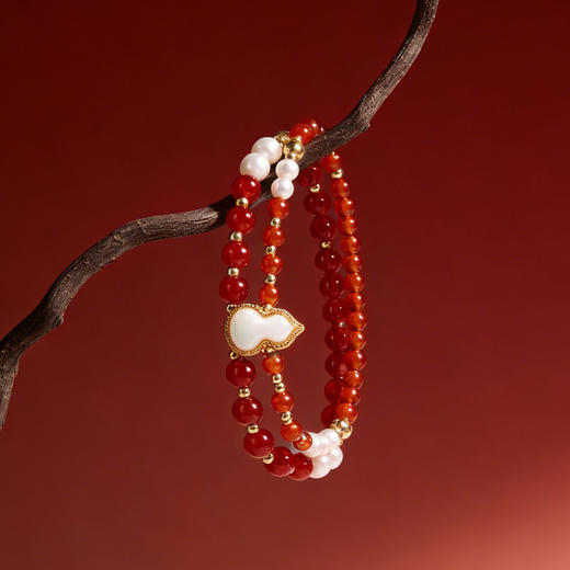 Manreya玛芮雅“红韵同心”淡水珍珠手串|红玛瑙，淡水珍珠 商品图7