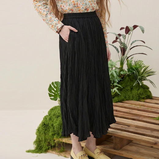 谜底褶皱感半身裙2026春季新品优雅浪漫大摆裙长半裙女265MB5013 商品图3