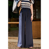 【藏青色预售10天】米思阳2026春新款老钱风松弛感仿亚麻时尚百搭绳结高腰阔腿裤休闲裤长款裤子女6073 商品缩略图1