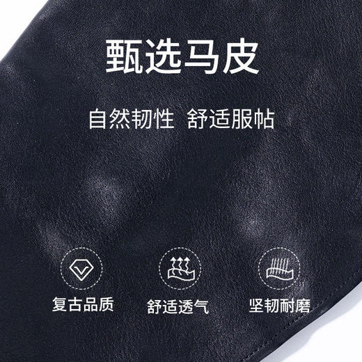 绽放LSX011朵漫步·马皮长靴女秋冬帅气圆尖头真皮长筒靴通勤百搭 商品图3