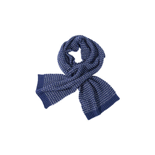 绽放/LSX006朵绒叙·重工羊毛马海毛混纺蓝白撞色保暖加厚长围巾 商品图4