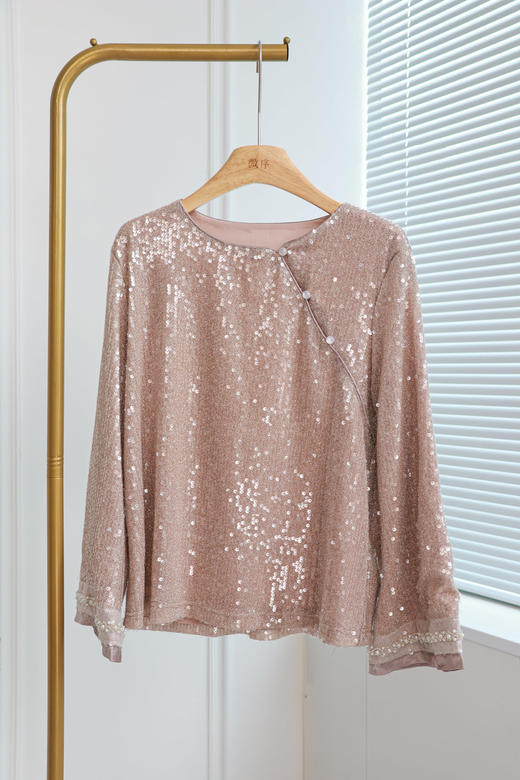 悦目倾心|典雅中式亮片上衣 商品图0