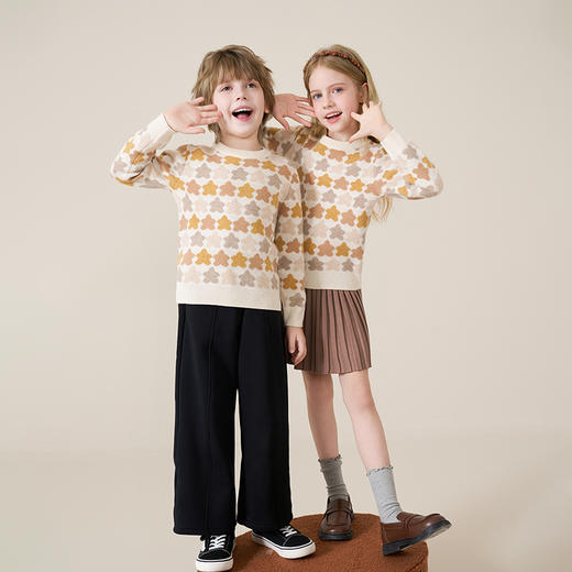 mettekids儿童100%羊绒衫2025秋冬女童芝麻点加厚男童针织衫毛衣 商品图5