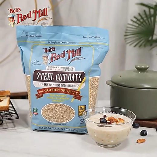 钢切燕麦粒 富含膳食纤维 全谷物食品美国原装进口鲍勃红磨坊燕麦米高纤健身天然营养 1530克/袋 商品图6