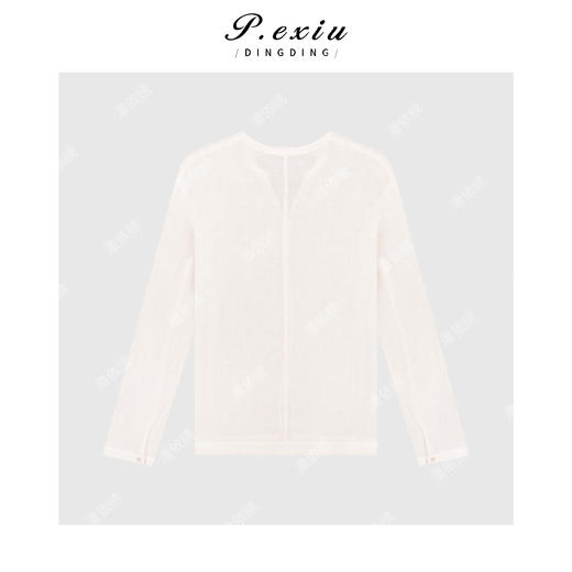 04-2潘依绣丁丁宠粉简约时尚V领口袋长袖衬衫Q30993 商品图1