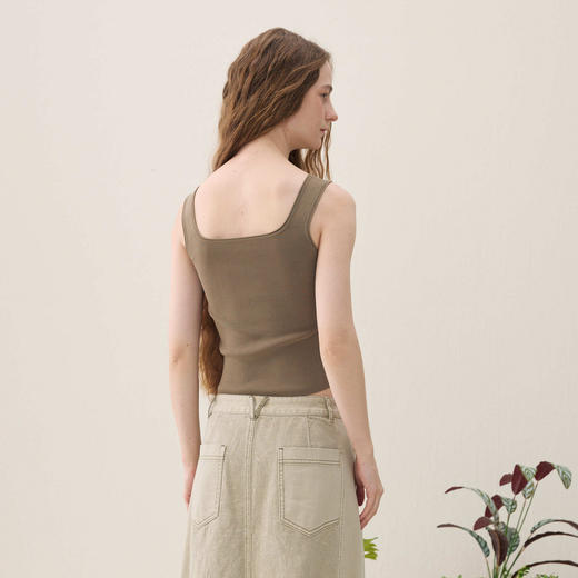 谜底针织衫背心2026年春季新品方领短款立体舒适内搭女261MZ0329 商品图2