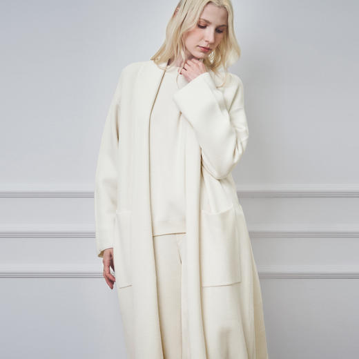 Solo seta女士绵羊毛桑蚕丝山羊绒纯色睡袍2025秋冬可外出对开襟 商品图1