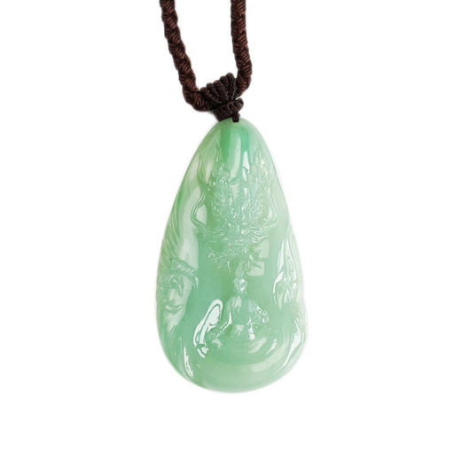【天然正品】A货翡翠天然细腻满绿糯冰种无相御龙造型（福运亨通）翡翠吊坠项链62.6*34.4*8.9MM（皆取最大值）101125AH15 商品图0
