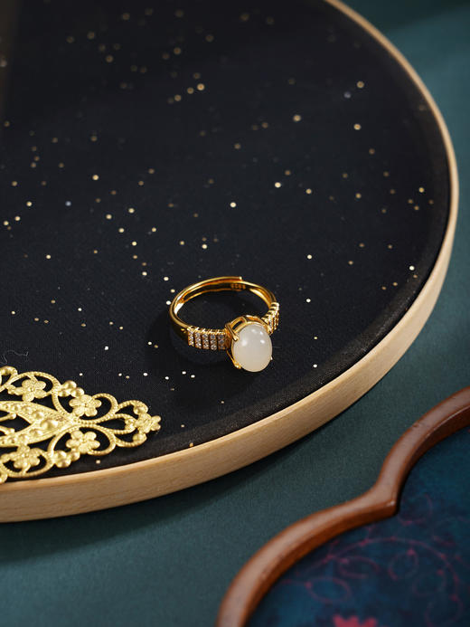 子佩集【琼华永驻】银S925戒指【JZ07225】古法银镀金和田玉2601 商品图4