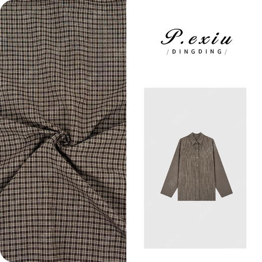 04-2潘依绣丁丁宠粉港风细格子松弛感复古时髦长袖衬衫 W-62492 商品图0