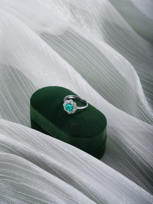 子佩集【晴漪流年】银S925戒指【PYR6032-XF】培育宝石祖母绿2601 商品图2