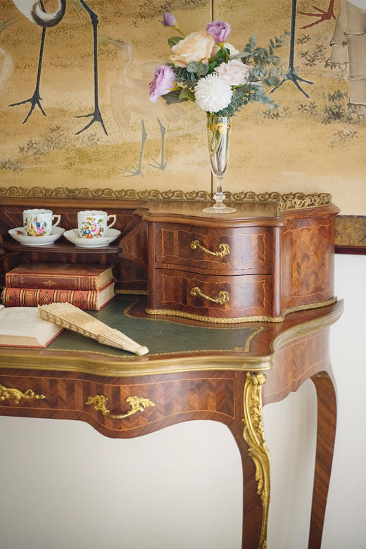 独角鹿西洋古董19世纪末法国出品细木镶嵌写字台 商品图4