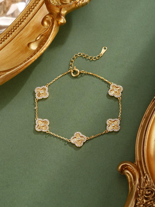 子佩集【四叶明媚】银S925手链【SL050077K】镀金四叶草2601 商品图4