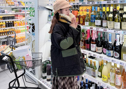 超ji减龄的全网du家工艺|原创撞色菱格羊毛领棉服| 可拆卸真羊毛领 初春新款 东北只能春秋穿！是轻薄款 商品图10