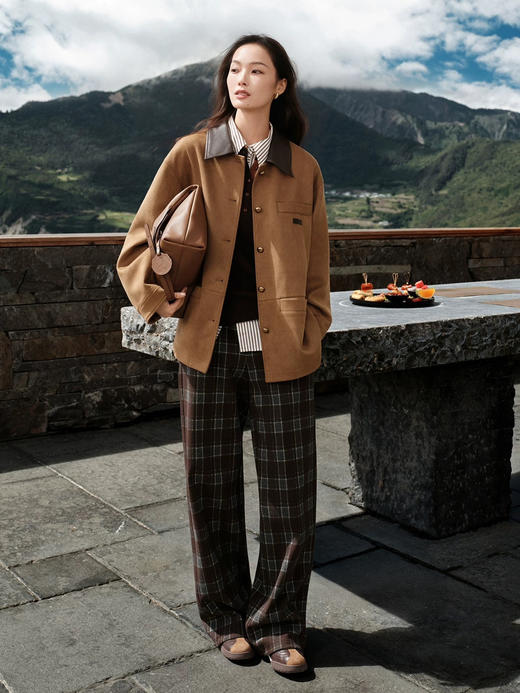 原单正品EP雅莹女士格纹直筒休闲裤01202 商品图11