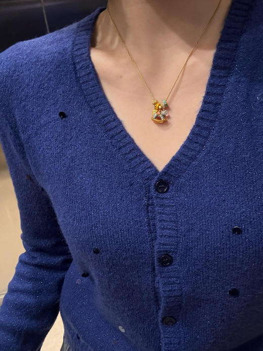 【秒杀价已调 直接拍】大H 26年 艺术家限定「福马」珐琅彩工艺合金&真铜电镀18k金锁骨链 颈链 项链 商品图1