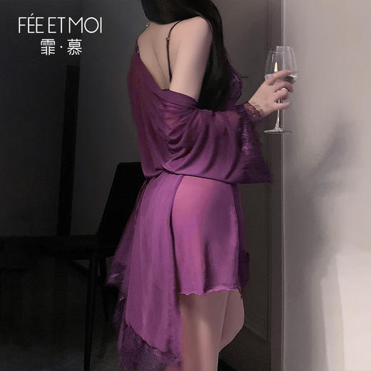 霏慕 纯欲风蕾丝点缀薄纱套装6643 商品图2